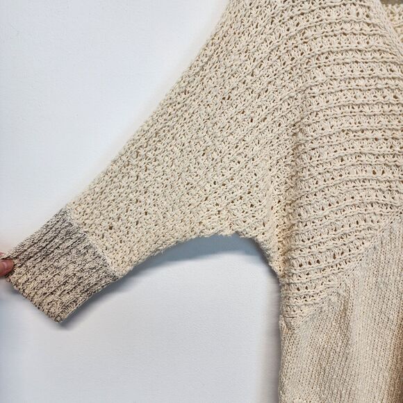 Sparrow Sweater Size M V-Neck Dolman Sleeve Open Knit Cream Beach Anthropologie - Picture 9 of 14